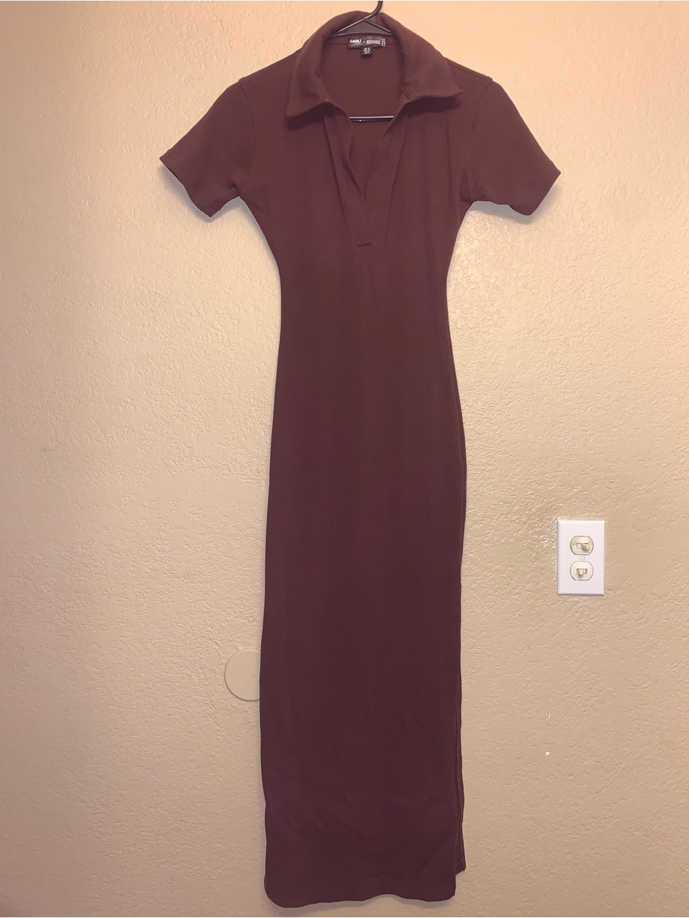 Missguided Midi Polo Dress in Deep Brown